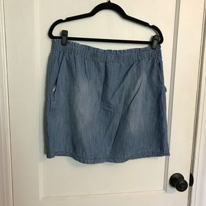 Paper bag waist chambray skirt